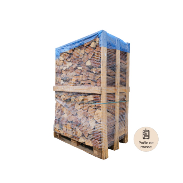 Palette de 2st 33cm de bois spécial poêle de masse - sec séchoirs - prêt à l'emploi - résineux/feuillus